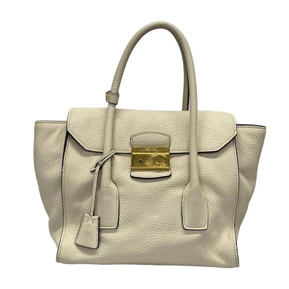 Auth PRADA - BN2673 Off White Leather Handbag - Picture 2 of 12